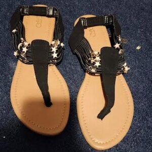 Cato Star Celestial Sandals, Brown and Black with gold logo